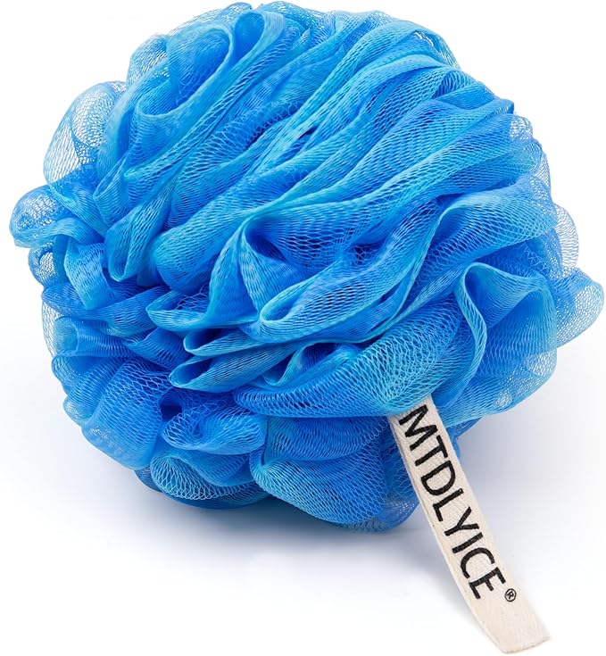 Loofah Sponge, XXL Large Loofah 100g 4 Pack, Bath Sponge Soft Mesh Shower Loofah for Men, Body Scrub, Shower Pouf Bath Accessories, for Body Wash, Soap (Blue)