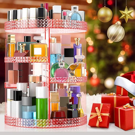 Pink 360 Makeup Organizer Carousel, Organizador De Perfumes, Acrylic Make Up Organizer, Large 7 Layers 360 Makeup Organizer, Fits Makeup Brushes, Lipsticks, Bathroom, Vanity, Plus Size Pink