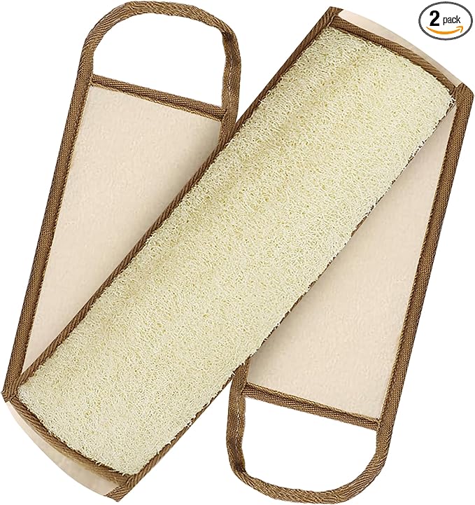 Exfoliating Natural Loofah Back Scrubber Loofah Sponge Back Scrubber for Shower, Deep Clean Your Back & Relax Your Body Bath Shower Scrubber for Men Women