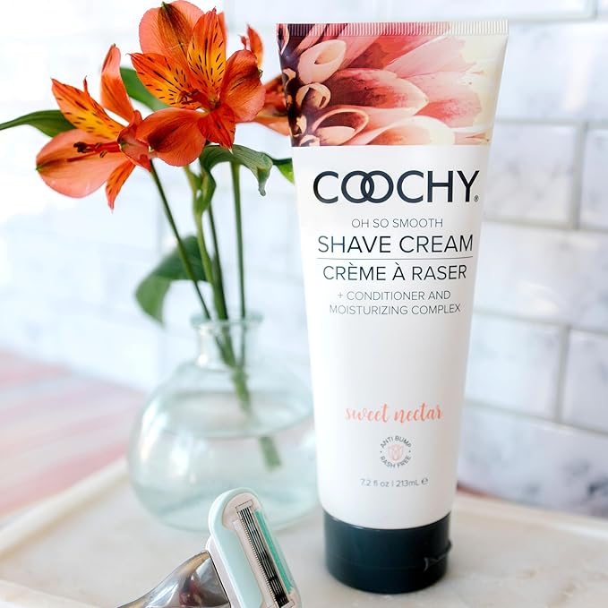 Coochy Shave Cream - Moisturizing Shave Lotion - Gentle Intimate Shaving Cream - For Bikini Area, Underarms, Legs & More - Rash-Free, Hydrating Formula - Sweet Nectar, 12.5 oz
