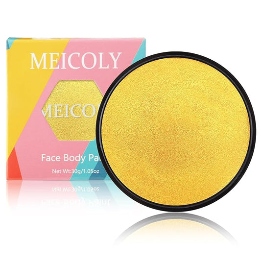 MEICOLY Gold Face Body Paint,Water Based Washable Body Paint,Face Paint for Kids and Adults,Professional Golden Face Painting for Halloween SFX Special Effects Cosplay Makeup