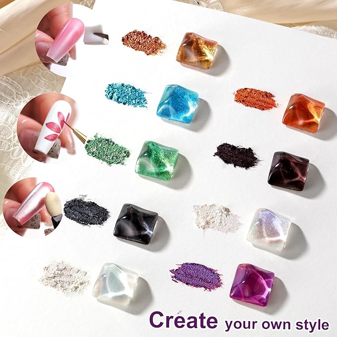 Gradient Painting Gel, 9 Colors Glitter Gold Silver Ombre Gel Nail Polish for Pigment Pat Nails Aura Nails, French Manicure DIY Nail Art Long-lasting No-wipe Palette Cosmic Jewels