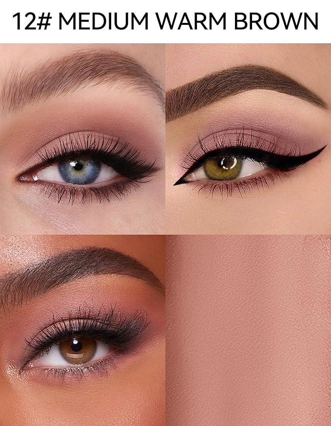 Erinde Waterproof Cream Eyeshadow Stick, Matte Nude Eye Shadow Sticks, Longwear Blendable High Pigmented, Neutral Eye Shadow Sticks Matte for Older Eyes, Smokey Eyeshadow Pencil Crayon, 12 Warm Brown