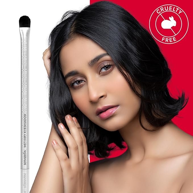 Mirabella Wet & Dry Eyeshadow Brush, Premium Professional Makeup Brush Collection, Cruelty-Free Synthetic Bristle Brush, Hand-Sculpted Brushed Aluminum Handle, Luxury Blending Brush for Makeup