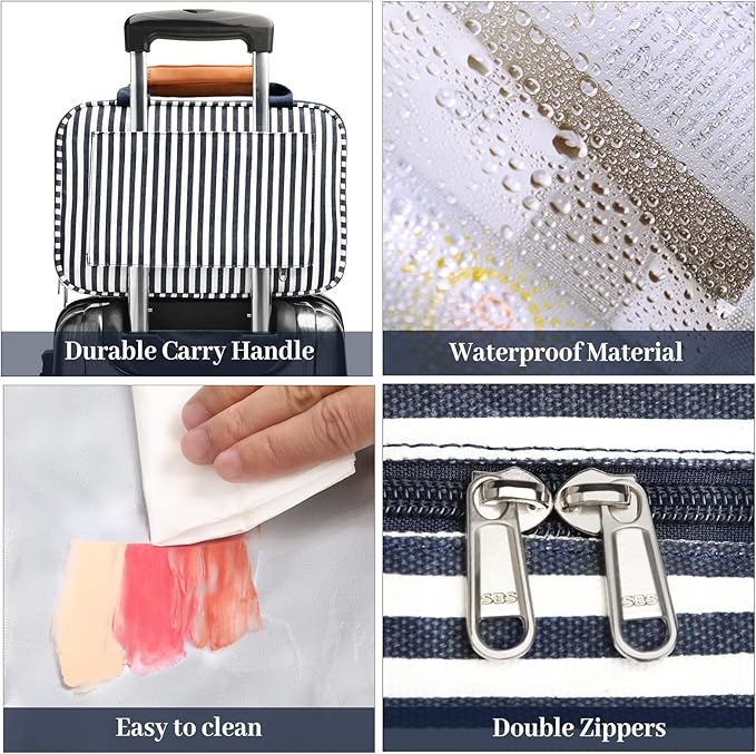 Hanging Travel Toiletry Bag,Large Capacity Cosmetic Travel Toiletry Organizer for Women with 4 Compartments & 1 Sturdy Hook,Perfect for Travel/Daily Use/Christmas