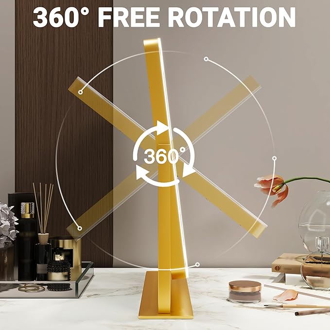 FENNIO Vanity Mirror with Lights - 15"x12.6" LED Lighted Makeup Mirror, Large Makeup Mirror with Lights, Touch Screen with 3-Color Lighting, Dimmable, for Vanity Desk Tabletop, Bedroom Gold