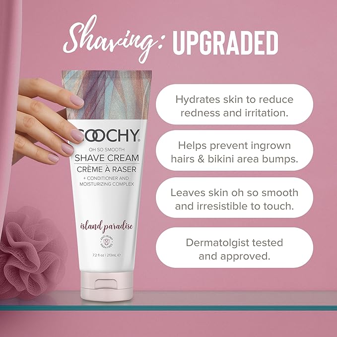 Coochy Intimate Shaving Cream | Shave Conditioner & Moisturizer for Face & Body | Ideal for Sensitive Skin Care, Anti-Bump | Island Paradise, 32 oz