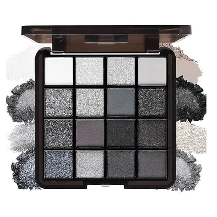K'APEINE 16 Color Smokey Eyeshadow Palette, Black Eyeshadow Palette Goth Eye Shadow Matte Velvet & Metallic Shimmer Cool Smoky Dark Shades for Goth Makeup No Fading, Long Lasting Waterproof