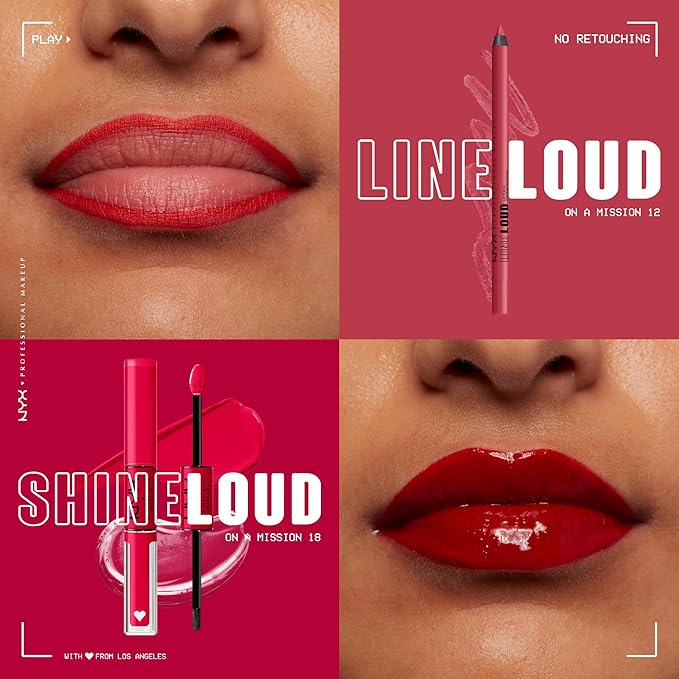 NYX PROFESSIONAL MAKEUP Line Loud Lip Liner, Longwear and Pigmented Lip Pencil with Jojoba Oil & Vitamin E - On A Mission (Blue Red)