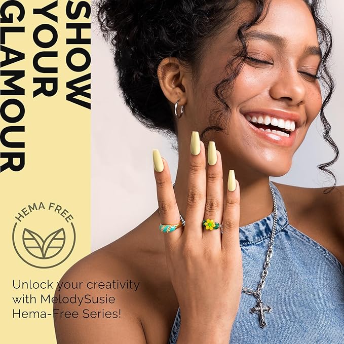 MelodySusie Hema Free Gel Nail Polish, 0.5 Fl Oz Thick Light Yellow Gel Polish, Non-Toxic, Long Lasting, Soak Off UV Nail Polish, Manicure Nail Design Salon DIY Nail Art at Home K0970