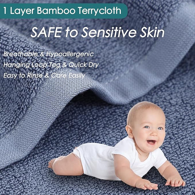 Wash Cloths 12 Pack, 13x13 inch Large Face Towel on Sensitive Skin, Easy to Clean Slate Blue Makeup Eraser Cloth, Super Soft and Gentle Bath Washcloths for Face and Body, Reusable Facial Clean Clot