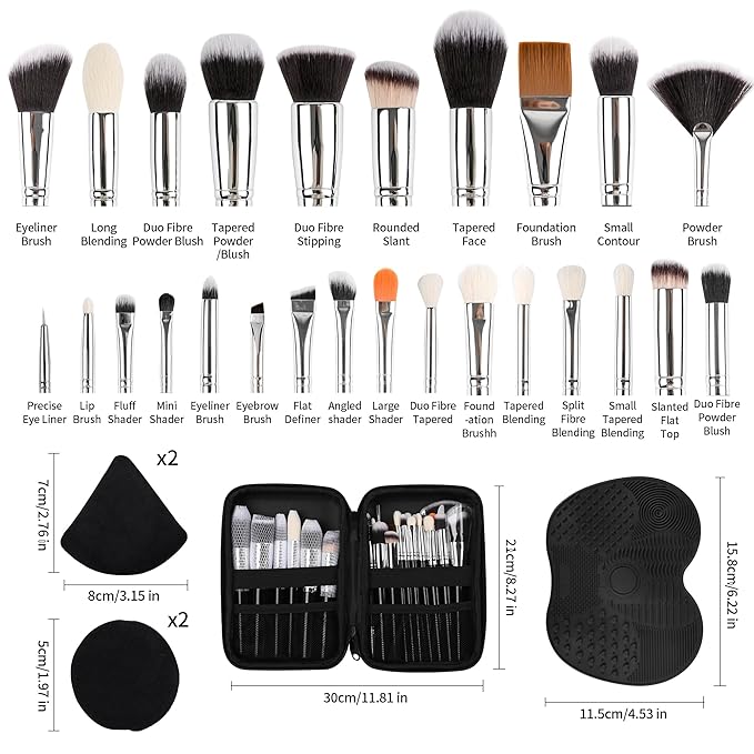 Makeup Brushes 32 Pcs Makeup Kit, Travel makeup brush set, Portable makeup brush set，Multi-functional Makeup Tool Set with Makeup Brush Foundation Brush Make up Brushes Set (LH32, Count, 32)