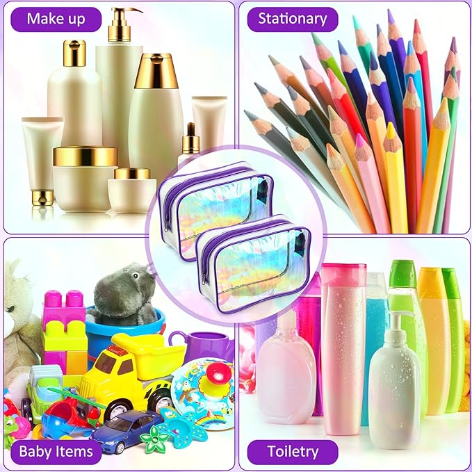 Weewooday 12 Pieces Clear Makeup Bags Cosmetic Storage Bags PVC Zipper Pouches Travel Waterproof Makeup Plastic Case for Women Organizing Toiletries Traveling Bathroom