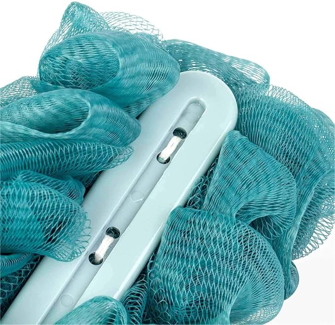 Back Scrubber for Shower,Loofah Long Handle Bath Body Brush,Soft Nylon Mesh Sponge for Shower,Loofah On a Stick for Men Women,Exfoliating Scrub Cleaning Luffa for Elderly(3-Pack,Blue)