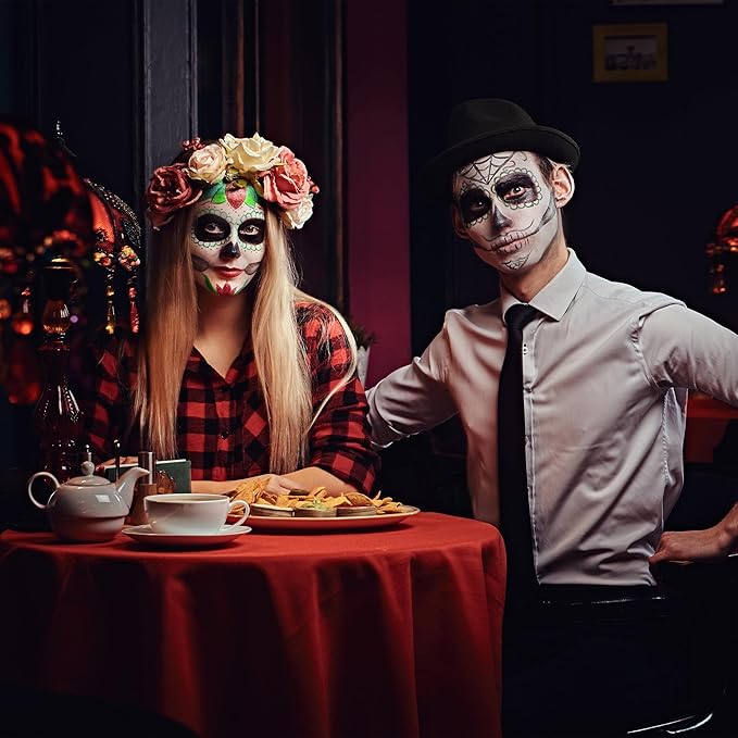 Spooktacular Creations Halloween Makeup Palette 3 Colors Face Body Paint with Brush for Zombie Skeleton Clown Witch Football Baseball Sports SFX Costume Cosplay Dress Up (7 Oz, White Black Green)