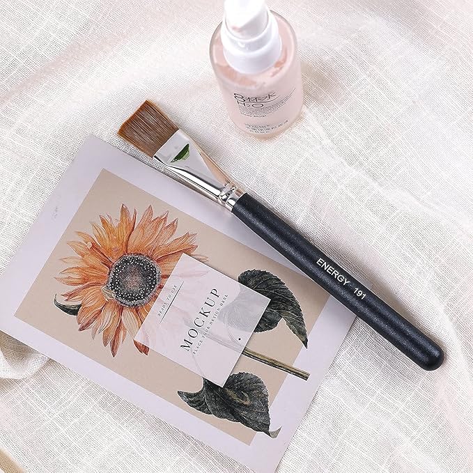 ENERGY Square Foundation Brush for Liquid Cream Makeup Professional Flat Face Mask Brush for Facial Premium Soft Synthetic Contour Brush for Blending Liquid Cream Foundation Emulsion Cosmetics 191