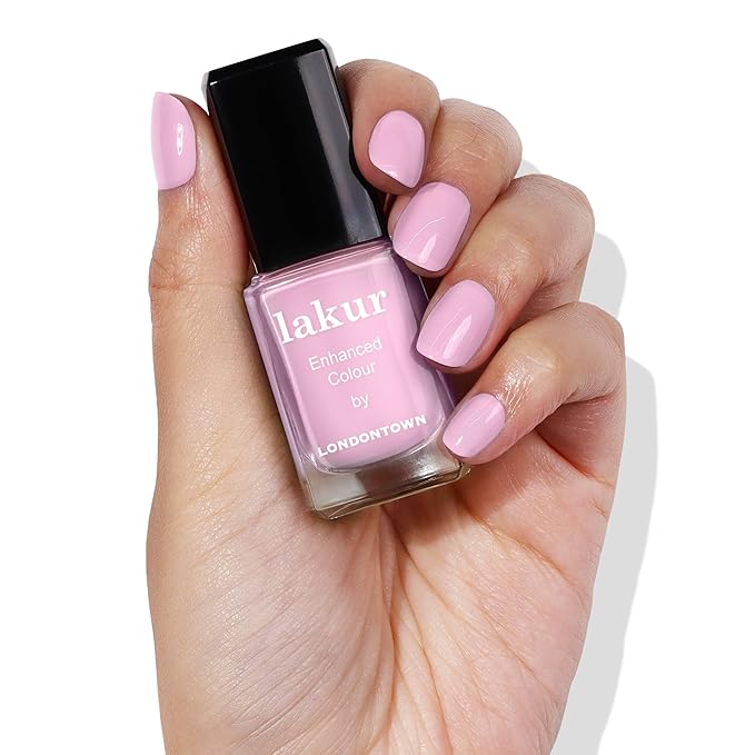 LONDONTOWN lakur Nail Polish - Chip-Resistant, Non-Toxic, Conditions & Hydrates Nails | Glossy Pastel Carnation Pink, Pink Palm, .40 fl oz