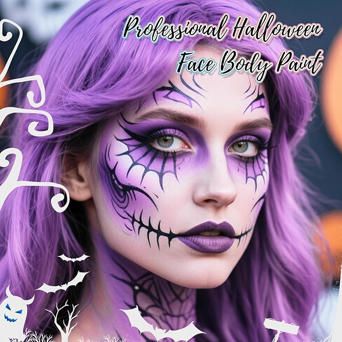 Light Purple Water Based Face Body Paint, 2.37 OZ Large Tube Full Coverage Face Paint for Ursula Cosplay Makeup,Washable Light Purple Body Painting for Adult Costume Party Halloween SFX Makeup