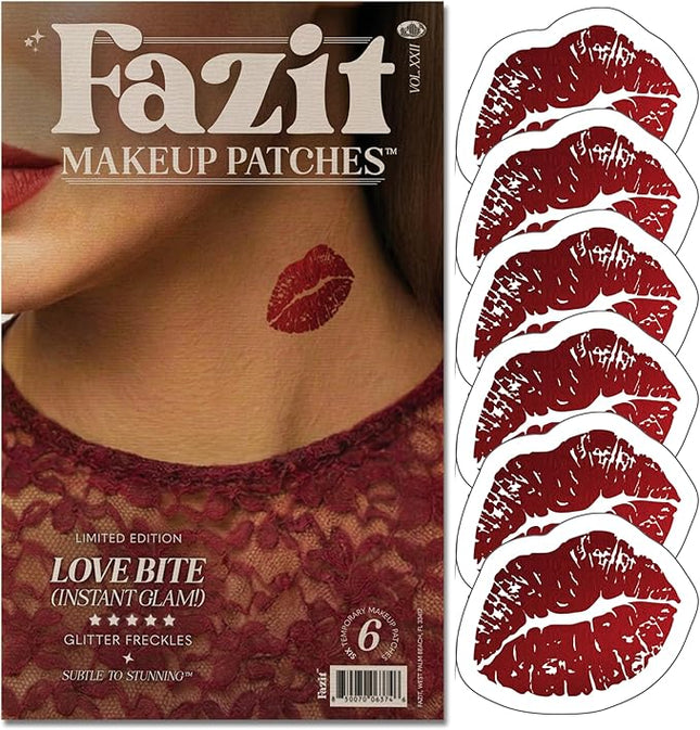 Fazit Makeup Patches - Love Bite - Glow Up Make-Up Patches - Cute Glitter Makeup Accessories for Women - Cosmetic Glitter for Face