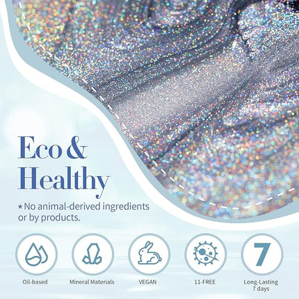 Born Pretty Sequin Single Silver Nail Polish Holographic Sparkle Nail Polish Quick Dry Nail Art Varnish 10ML