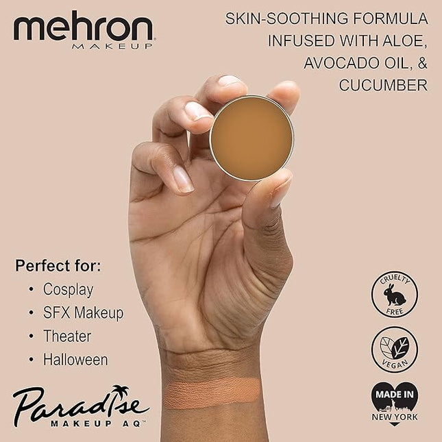 Mehron Makeup Paradise Makeup AQ Refill Size | Stage & Screen Performance, Face & Body Painting, Beauty, Cosplay, and Halloween | Water Activated Face Paint, Body Paint .25 oz (7 ml) (LIGHT BROWN)