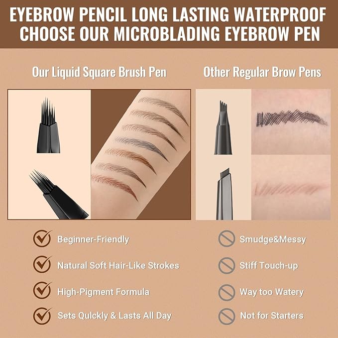 iMethod Eyebrow Pen - Eyebrow Pencil,2-in-1 Eyeliner Dual-Ended Microblading Eyebrow Pencil Long Lasting Waterproof Hair-Like Brow Pencil,with Eyebrow Brush,Eyebrow Pencils for Women,BlackBrown