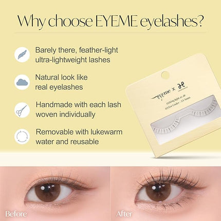 EYEME Eyelash x Artist Collaboration NO.03 – 5 Set Pack, Soft & Natural False Eyelashes, Lightweight Lashes for a Subtle Yet Defined Lash Enhancement, Glue Not Included, K-Beauty