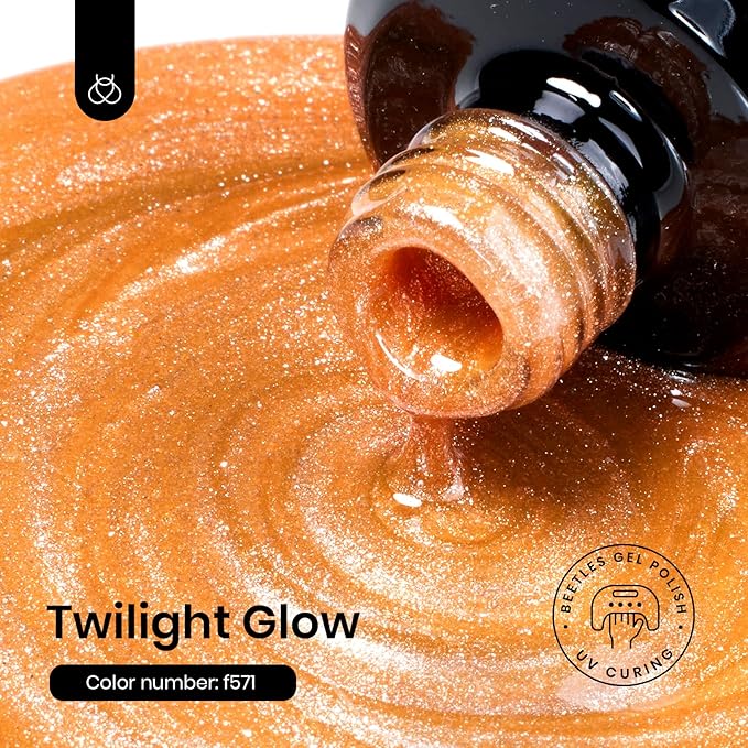 Beetles Orange Cat Eye Gel Polish, 15ML Orange Cat Eye Glitter Gel Polish with Magnet Soak Off UV Shimmer Velvet Gel Twilight Glow Series French Nail Art Design Manicure Gifts for Women