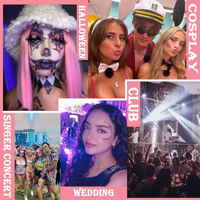 Body Glitter Face Glitter Gel: Singer Concerts Disco Festival Rave Accessories Face Glitter Makeup 150ml Chunky Sequins Mermaid Face Body Hair Glitter Gel (2 Orange)