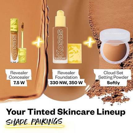 Kosas Revealer Concealer - Medium Coverage Makeup with Hyaluronic Acid, Conceals Dark Circles Under Eyes, Dark Spots and Blemishes + Brightens, Hydrates, Long-Lasting & Vegan,(Tone 7.5 W)