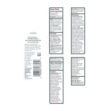 Neutrogena Retinol Treatment and Tinted Facial Moisturizer, Healthy Skin Anti-Aging Perfector with Broad Spectrum SPF 20 Sunscreen with Titanium Dioxide, 20 Fair to Light, 1 fl. oz