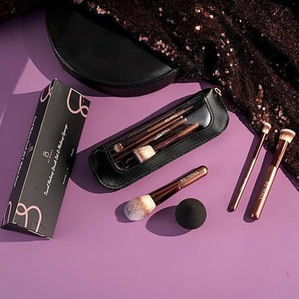 BS-MALL 14 Pcs Makeup Brushes Set with 1 Pcs Makeup Sponge – Essential Foundation Powder Concealers, Eye Shadows, Blush Makeup Brushes with Travel Makeup Case (Coffee)