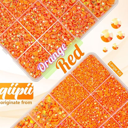 qiipii Neon Orange AB Resin Rhinestones w B7000 Jewelry Glue for Bedazzling Crafting 2mm-6mm Flatback Jelly Stones Diamonds Gems Bedazzler Kit Charms for Nails Face Eyes Makeup Tumblers Bottles Crafts
