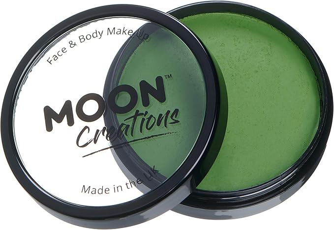 Pro Face & Body Paint Cake Pots Grass Green - Professional Water Based Face Paint Makeup for Adults, Kids - 1.26oz