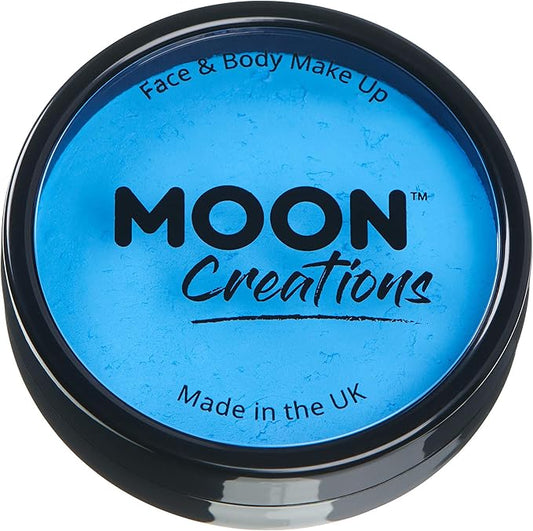 Pro Face & Body Paint Cake Pots by Moon Creations - Light Blue - Professional Water Based Face Paint Makeup for Adults, Kids - 1.26oz