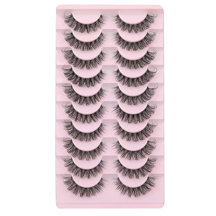 wiwoseo Eyelashes Clear Band Natural Wispy Lashes Natural Look Russian Strip Lashes 3D Effect 16MM Cat Eye Lashes that Look Like Extensions False Lashes 10 Pairs Pack