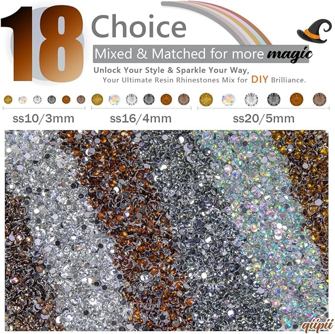 6 Bags Colorful Neutral Color Series Resin Rhinestones for Bedazzling Crafting 3mm 4mm 5mm Mix Crystals Stones Gems Diamonds for Nails Face Eyes Makeup DIY Crafts Tumblers Bottles Clothes Shoes