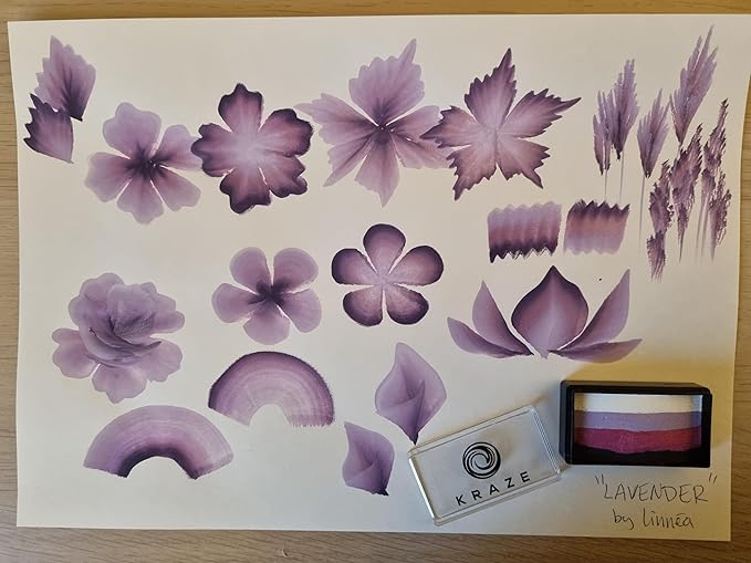 Kraze FX Dome Stroke - Lavender by Linnea (25 gm), Professional 1-Stroke Split Cake, Hypoallergenic, Non-Toxic, Water Activated Face & Body Painting Makeup Supplies for Kids Safe Adults