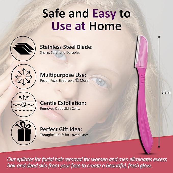 12 pcs tufang Eyebrow & Facial Razor For Women, Facial Eyebrow Razor, Women disposable shaving razors, face razors for women, peach fuzz remover,dermaplaning razor