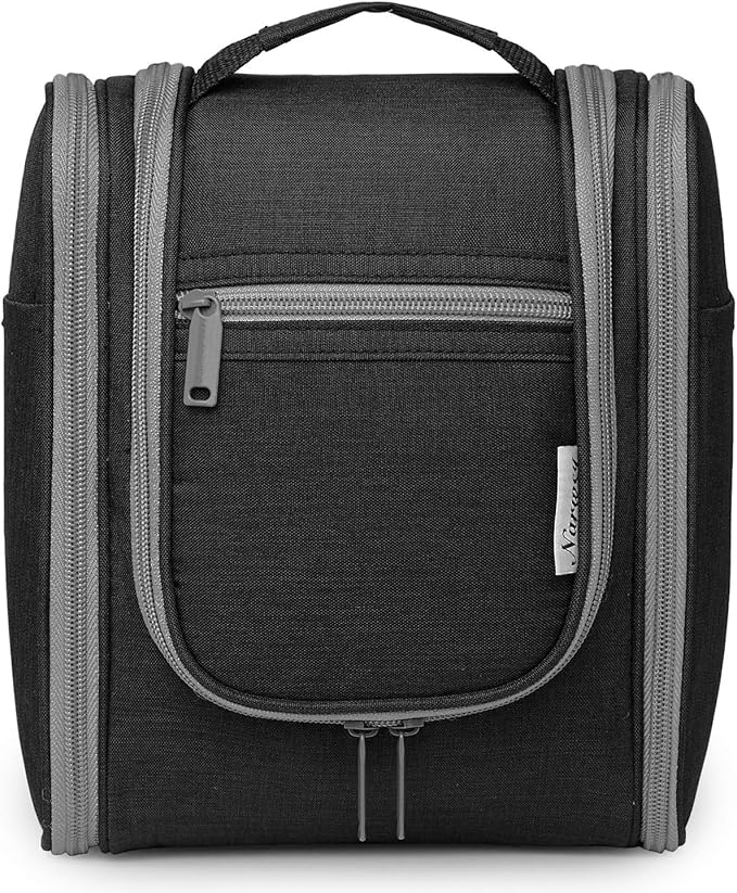 Narwey Small Hanging Travel Toiletry Bag Cosmetic Make Up Organizer for Women and Men (Medium, Black)