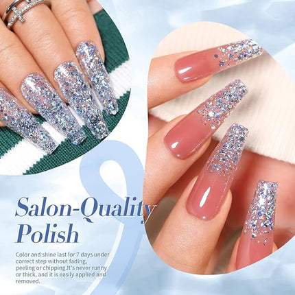 Born Pretty Holographic Nail Polish Silver Glitter Sequins Nail Polish 10ML