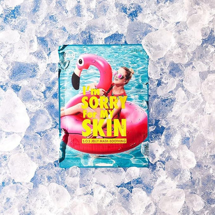 I'M SORRY FOR MY SKIN Jelly Face Mask Korean Skin Care, Hydrating & Calming after Sun Exposed, Self Care Items for Soothing and Sensitive Types, Gifts for Women, Pack of 10 (Cooling SOS Soothing Mask)
