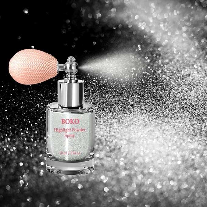 Boko Body Glitter Spray, Glitter Spray for Sparkling Body Face Hair Nail Clothes, Hair Glitter Spray Body Shimmer Powder for Highlighter Makeup Festival Party Concert Rave Accessories