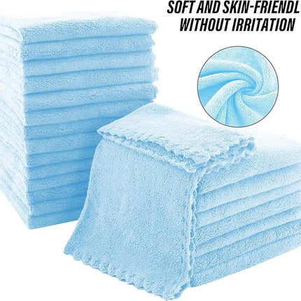 MOONQUEEN Ultra Soft Premium Washcloths Set - 12 x 12 inches - 24 Pack - Quick Drying - Highly Absorbent Coral Velvet Bathroom Wash Clothes - Use as Bath, Spa, Facial, Fingertip Towel (Aquamarine)