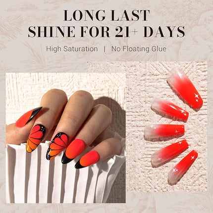 MelodySusie Neon Orange Gel Nail Polish,Red Orange Gel Polish Spring Summer Bright Color 224,Soak Off UV LED Nail Lamp Gift for Women Nail Art Manicure Salon DIY Nail Design at Home 0.5 Fl Oz-A2502