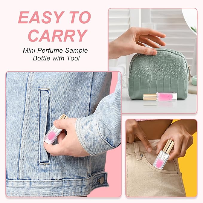 uxcell 5ml Glass Mini Perfume Bottles, 20Pcs Fine Mist Bottle Refillable Empty Mini Spray Bottles with Aluminized Nozzle for Perfume, Travel Liquid, Essential Oil(Square, Clear/Black)