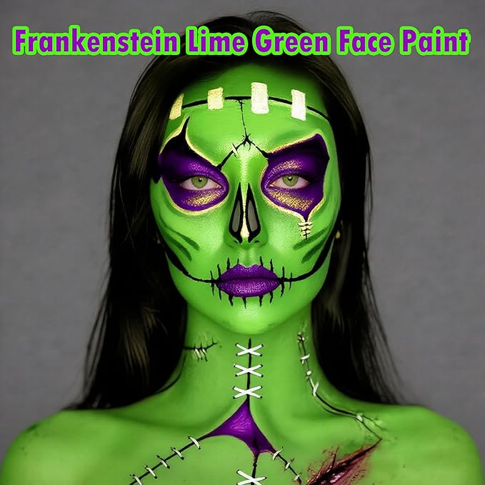Light Green Face Paint Stick,Water-Based Green Body Paint Stick,Washable Full-Coverage Halloween Face Painting for Monster Frankenstein Witch Costume,SFX Makeup for Cosplay,1.06 OZ