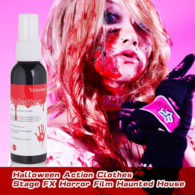 Liquid Latex Scar Wax SFX Makeup Kit with 6 Color Bruise Wheel Face Body Paint Palette+Fake Blood Splatter Spray+Squirt Blood+Coagulated Blood Gel+Spatula Sponges for Fake Scars Wounds Burns