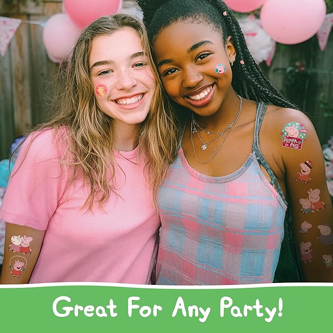 Peppa Pig Temporary Tattoos for Kids HUGE 200 pack. Great for Birthday Parties. Made in the USA with Safe Ink.