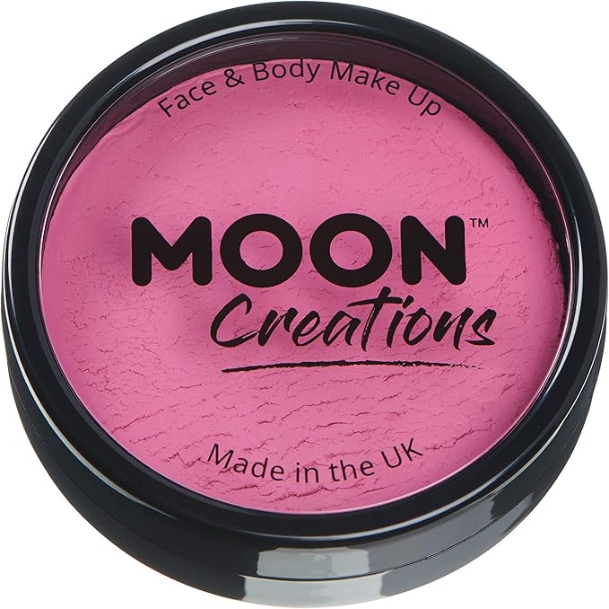 Pro Face & Body Paint Cake Pots by Moon Creations - Bright Pink - Professional Water Based Face Paint Makeup for Adults, Kids - 1.26oz